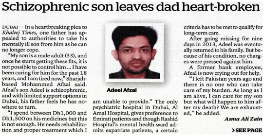 Schizophrenic son leaves dad heart-broken
