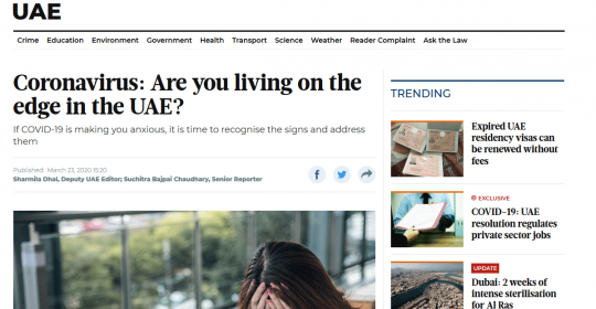 COVID19 Anxiety – Psychologist, Alfred Gull, in Gulf News